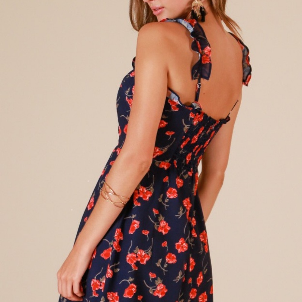 NWT Showpo Oh Honey Dress Navy Floral Red 4 S - Picture 3 of 3
